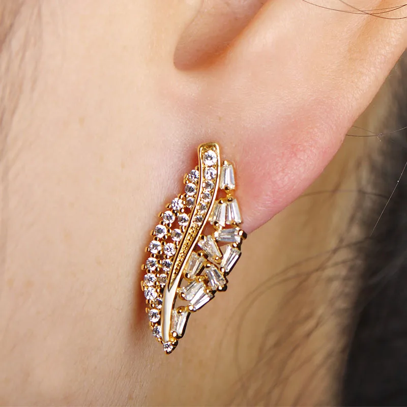Женские серьги пусеты Dazz Brincos геометрические в форме розы с фианитом|stud earrings|stud