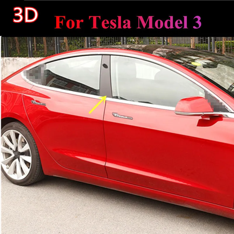 2 шт. 3D имитация углеродного волокна окна автомобиля колонна наклейка для Tesla модель 3 окна автомобиля колонна протектор наружное украшение