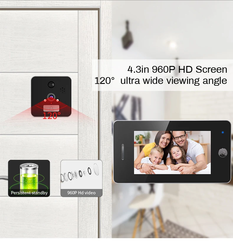 Saful 4,3 ''lcd Wifi Дверь глазок вид 960 P дверь камера с детектором движения видео запись приложение управление для IOS Andriod