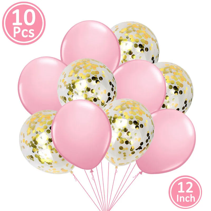 10pcs gold pink Пустышка, Детские латексные воздушные шары из фольги, вечерние украшения для мальчиков и девочек - Цвет: 10pcs gold pink