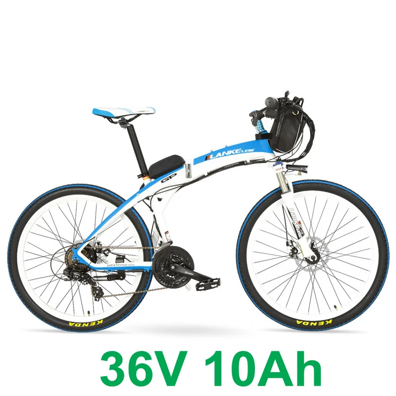 36V 10Ah White Lankeleisi GP для электрического велосипеда, складной велосипед, 26 дюймов 36/48 V, 240 W, дисковый тормоз, быстро складывающаяся, горный велосипед - Цвет: 36V 10Ah White
