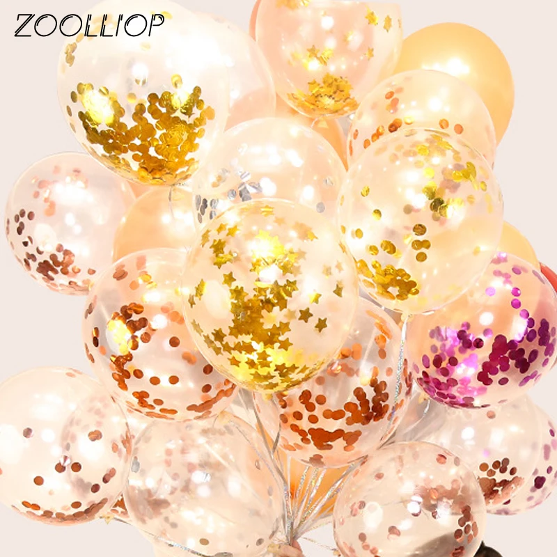 6 шт./лот прозрачные воздушные шары Золотая Звезда конфетти с днем рождения