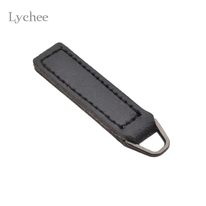 Lychee Life 10 шт. кожаная бирка на молнии черная кофейная головка сделай сам ручная