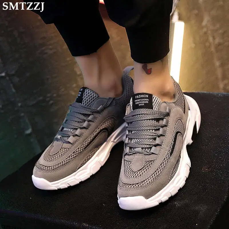SMTZZJ 2019 Breathable Men Sneakers Male Summer Autumn Shoes White Black Gray Lightweight Thick Bottom Comfortable Casual | Обувь