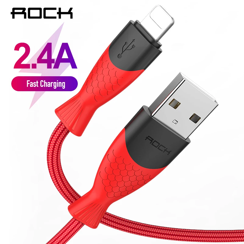ROCK 2.4A USB кабель для iPhone Быстрая зарядка данных зарядное устройство XS Max XR X 8 7 6 S 5 5S