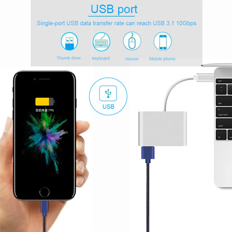 Кабель-адаптер Basix Type C-Female адаптер USBC USB 3 1 к VGA для Macbook 12 дюймов Chromebook Pixel Lumia 950XL Usb C