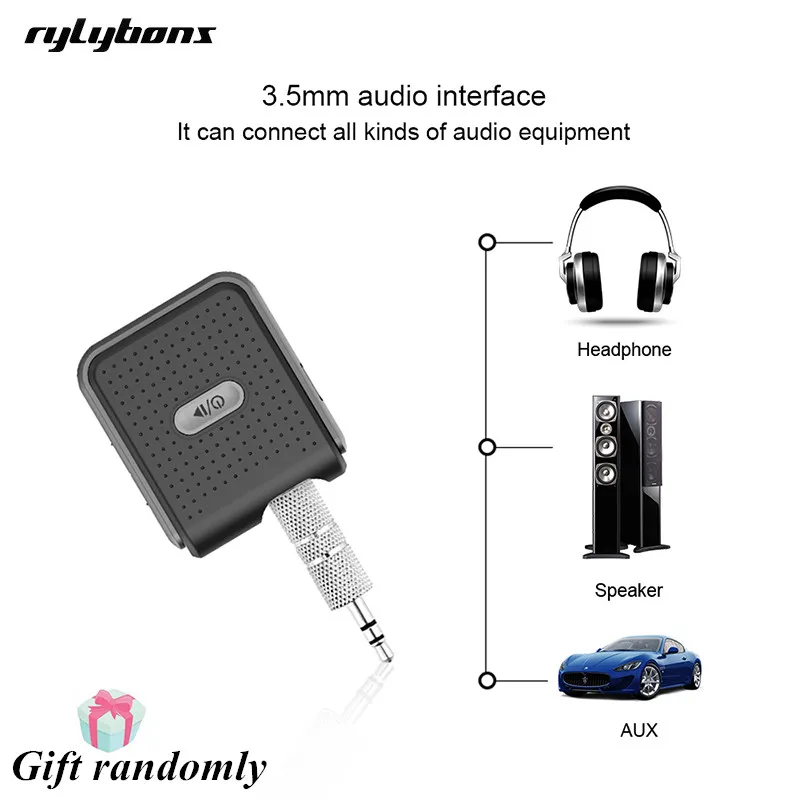 Rylybons Bluetooth Handsfree Car Kit Aux приемник аудио адаптер 3 5 мм разъем Hands Free музыкальный