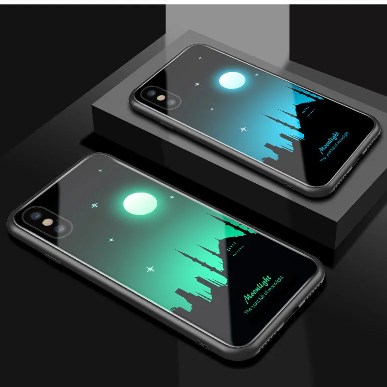 New Iphone 8 Plus Case Cute Mobile Phone 6plus Luminous Tempered Glass 7 |