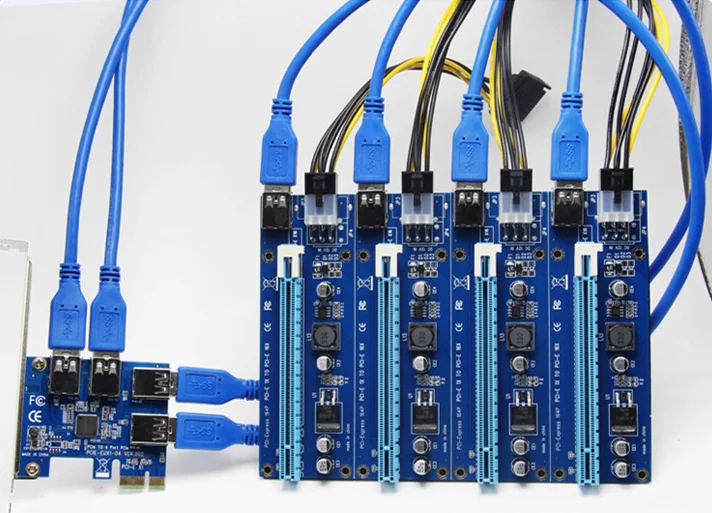 

PCI-E to PCI-E Riser Card 1 to 4 PCI-EX1 Turn PCI-EX16 Graphics Card Interface 1 to 4 Multiplier Card For BTC ZEC ETH LTC Miner