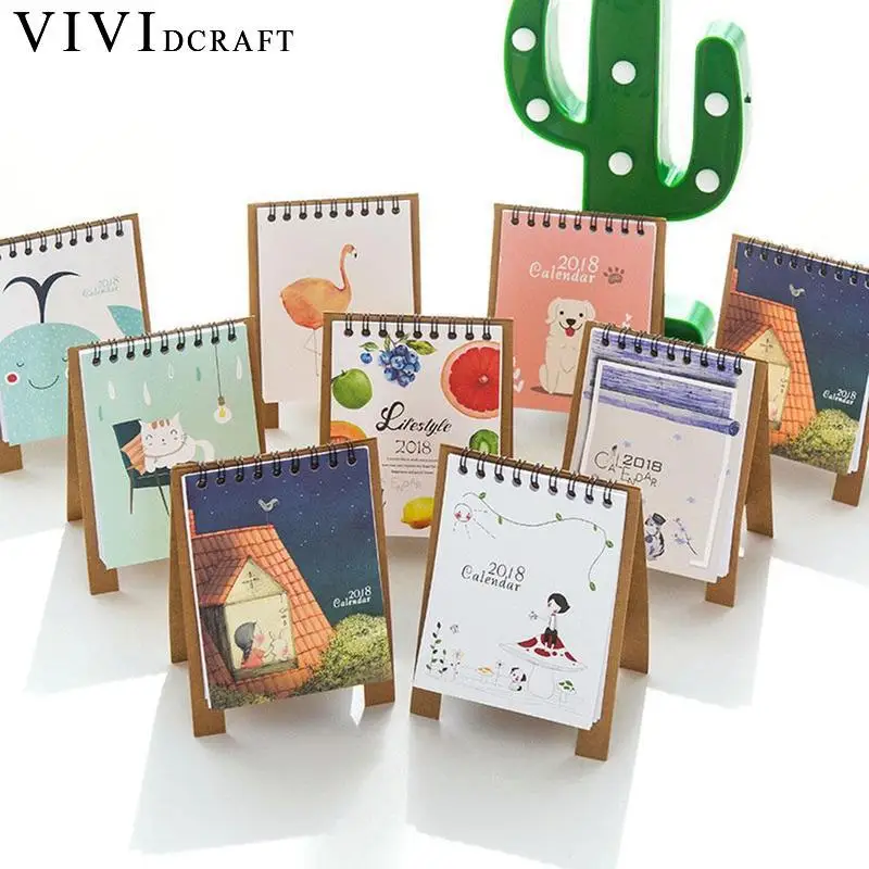 Vividcraft Календари 2018 милые герои мультфильмов Desktop Бумага двойной ежедневный