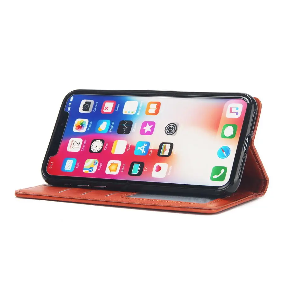 Роскошный флип-кейс из искусственной кожи для iPhone X 5 5S 5c se 6 6s 7 8 Plus чехол-книжка с