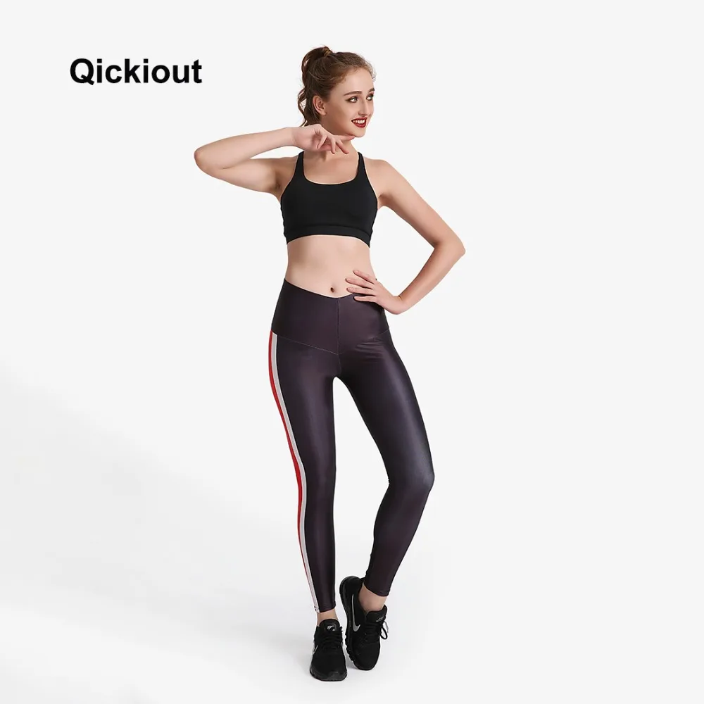 Qickitout Striped Black Style Women Pants Sexy High Waist Trousers Quick-drying Fashion Ankle-Length Breathable Fitness Leggings | Женская