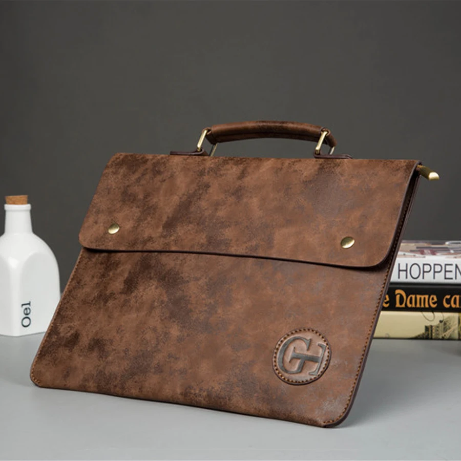 Модные кожаные мужские сумки Tote Винтаж Тонкий кожаный портфель Уникальный