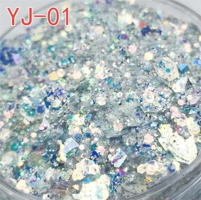 YJ01 Блестки для макияжа глаз DIY украшения для дизайна ногтей нерегулярные Стразы Блестящий Порошок Ультратонкий Блестящий бумажный стикер для ногтей дизайн 8 г - Цвет: YJ01