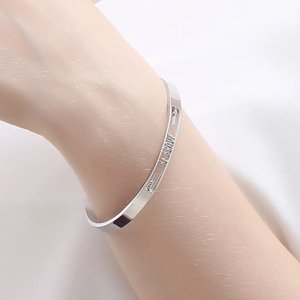 Hollow Cuff Mantra Bangles And Bracelets For Women Good Quality Stainless Steel Jewelry Engraved Inspirational Bracelet | Украшения и