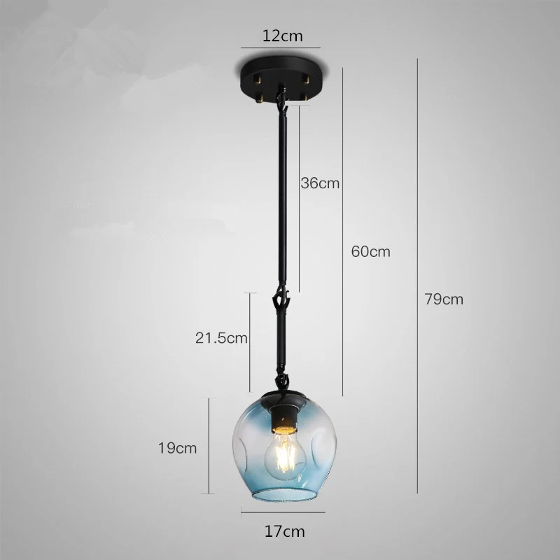 Kitche подвесной светильник градиентный синий стеклянный светильники комната