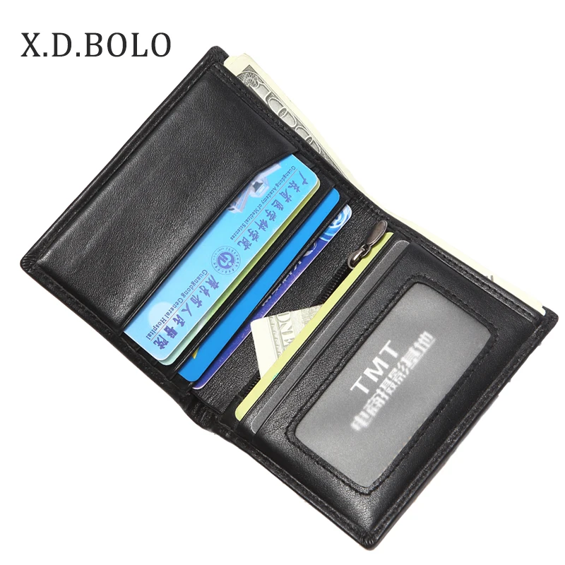 XDBOLO Европейский Лидер продаж двойной ID Окно держатель для карт тонкий минималистский передний карман натуральная кожа кошельки для мужчин