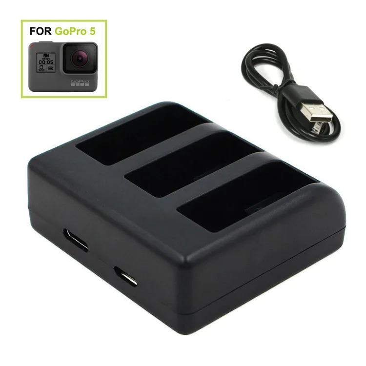 Аксессуары для камеры go pro Hero7 Батарея+ 3-ходовой Тип usb-C Hero5 Батарея Зарядное устройство для экшн-камеры GoPro Hero 7 «Город героев 6», Hero 5 Black Аксессуары для фотоаппаратов