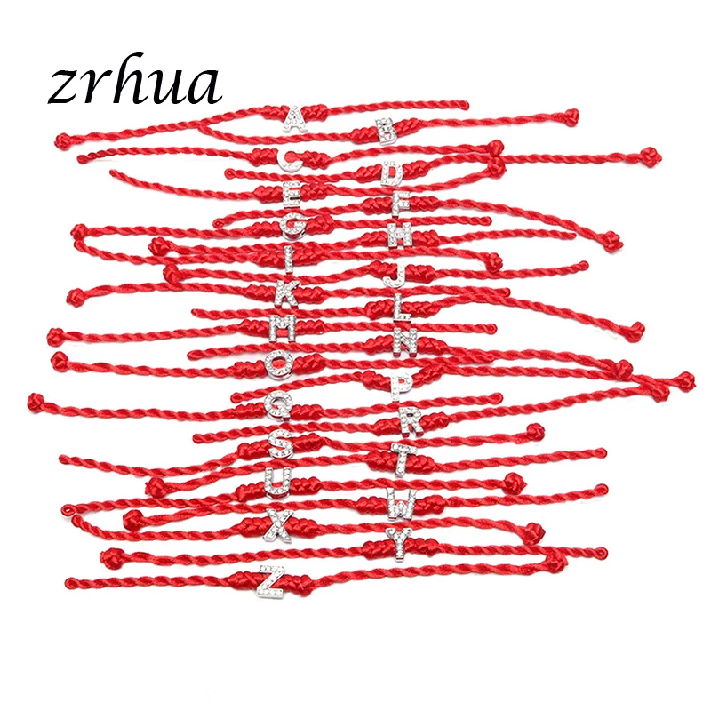 ZRHUA A Z хрустальные буквы амулеты красная веревка счастливые браслеты для женщин