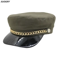 fashion high quality berets men women spring autumn winter hats felt cap ladies golden chain student hat newsboy caps