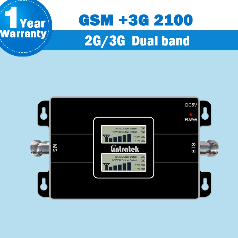 Lintratek Комплект усилителя 3g Усилитель ретранслятора сигнала сотовой связи Dual Band