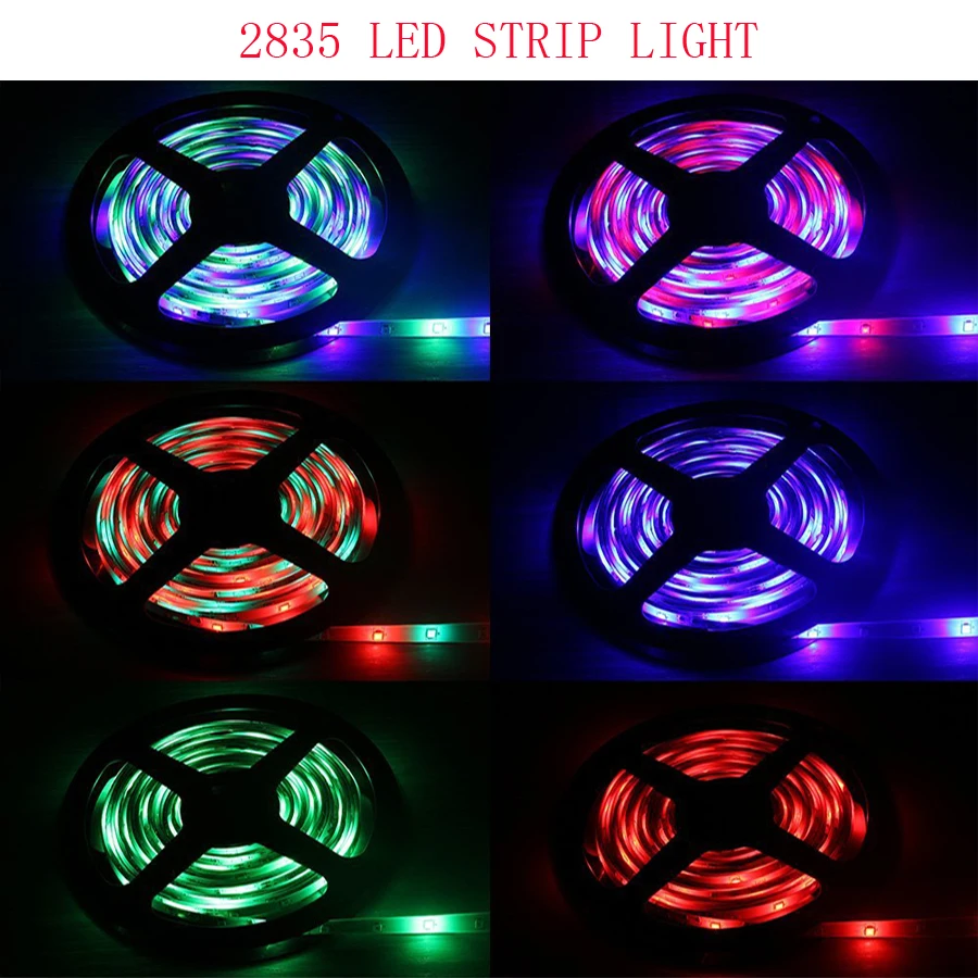 Светодиодная лента светильник RGB SMD 5050 2835 5 м водонепроницаемая гибкая