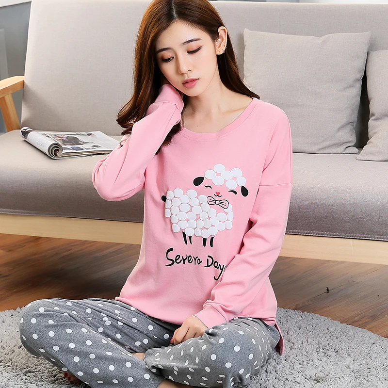 Женский пижамный комплект WAVMIT пижама из хлопка с длинным рукавом домашняя одежда