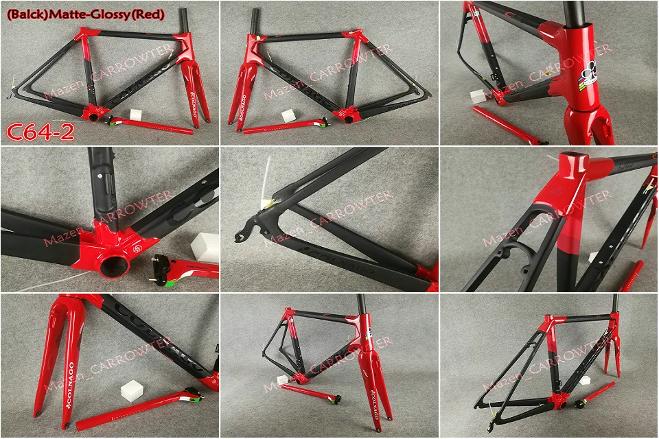 UD матовый-глянцевый черный красный Colnago C64 карбоновая рама+ руль+ седло+ клетки для бутылок+ 50 мм карбоновый комплект колес Novatec A271 ступицы