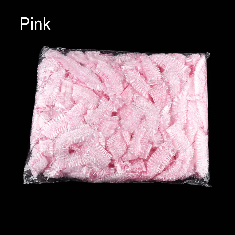 Pink Cap 100 шт Одноразовые гостиничные Одноразовые эластичные душевые банные колпачки для волос для салона ванной шапочки для волос для бровей Волосы Татуировки Инструменты для укладки - Цвет: Pink Cap