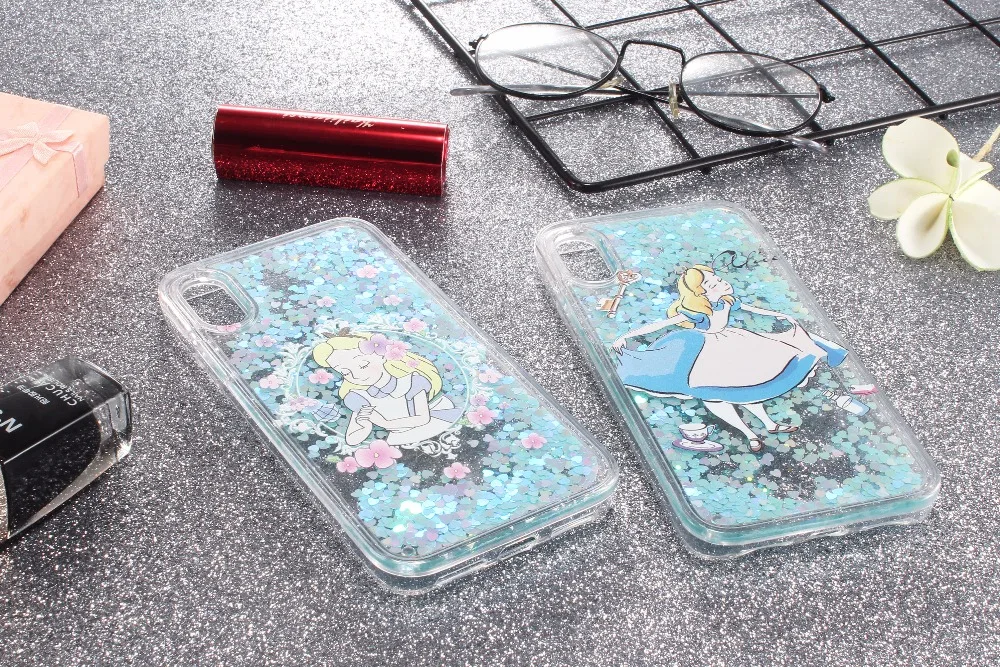 For IPhone 7 6 6S Plus Quicksand Blue Girl Pattern Case Fashion PInk Glitter Stars Cover Hot Sales Cartoon Cinderella Phone |
