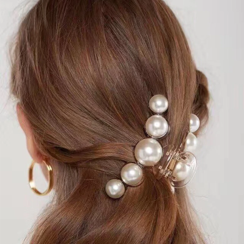 Fashion Baby Girls Hair Crab Claws Pearl Lady Headwear Accessories Hairpins Plastic Elastic Barrette Clips | Детская одежда и
