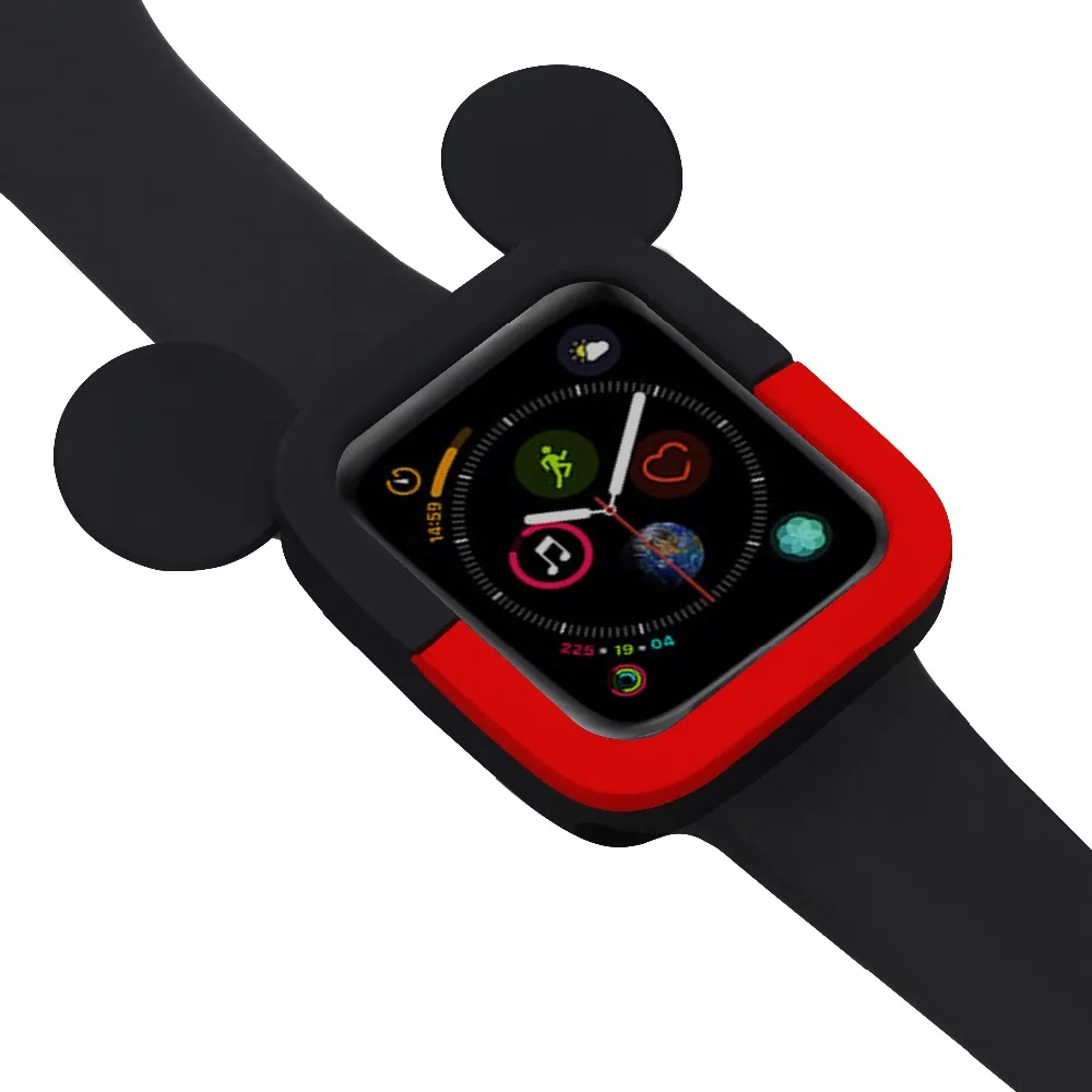 Милый чехол с принтом Микки для Apple Watch 44/40 мм Двухцветный силиконовый защитный