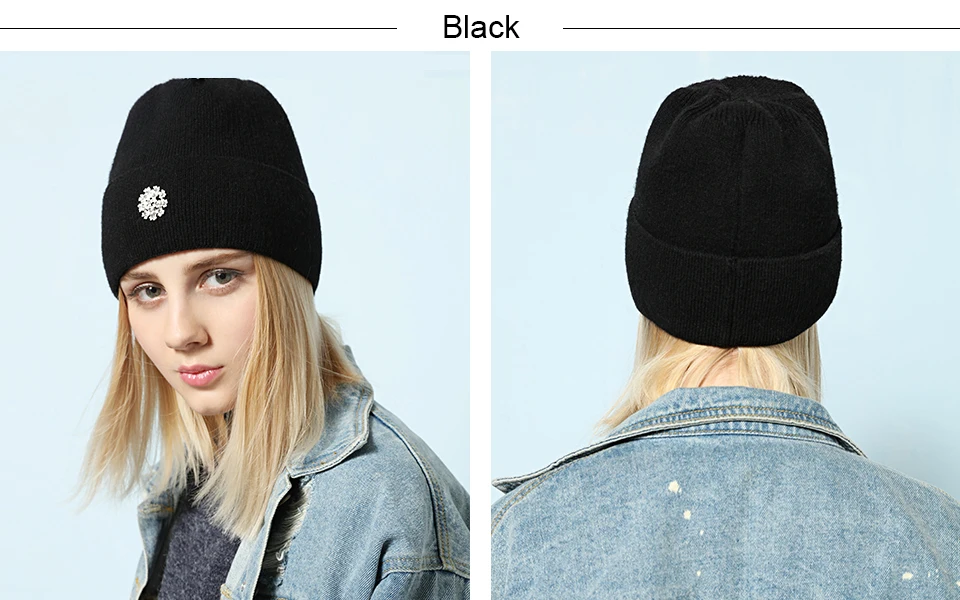 Ralferty/ зимние вязаные шапки из акрила с кроликом для женщин Gorros Bonnets Шапки женская шапка с цветочным украшением Skullies