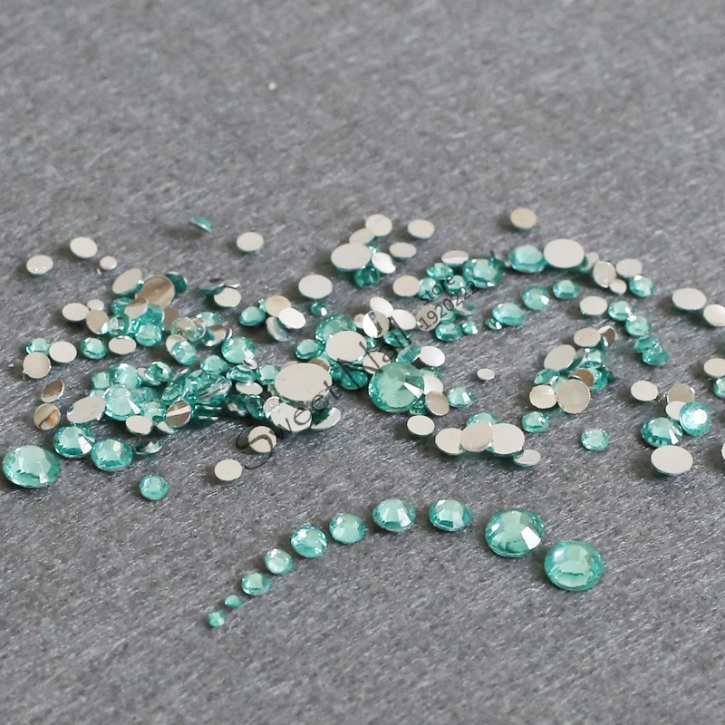 1000pcs SS6-SS30 Mixed Size charming beautiful Water Blue 14 facet round diamond sparkling acrylic nail art decoration N08 | Красота и