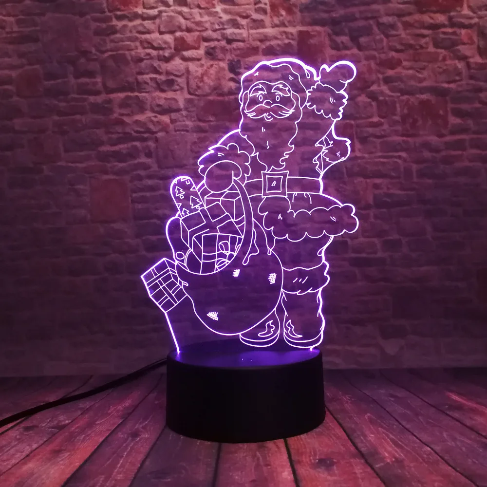 Hello Smile подарки Санта Клаус удача RGB Led 7 цветов Изменение ночные светильники