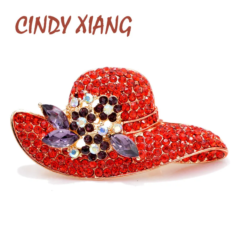 Женские броши в виде шляпы CINDY XIANG стразы красный цвет новая мода зимнее пальто с