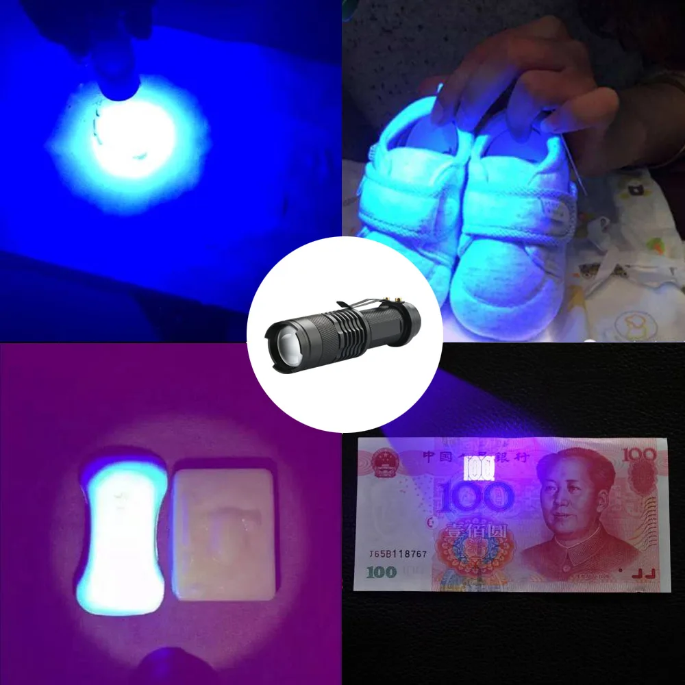 

Mini Portable UV Ultra LED Flashlight Violet Purple Blacklight Torch Lamp Hiking Fishing Camping Lantern
