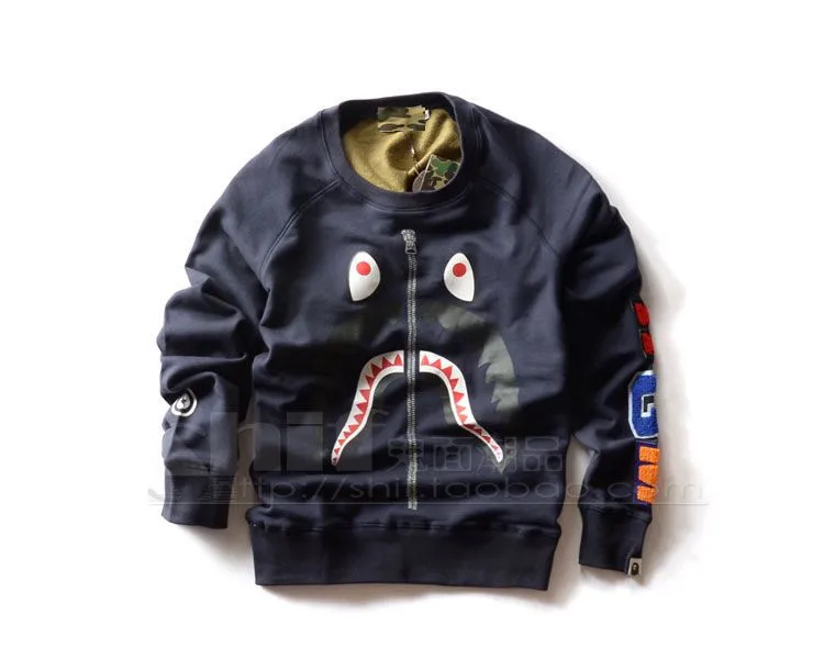 Bape новые люди толстовка камуфляж акулы молния печать толстовки хип хоп улица