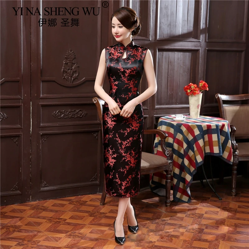 Chinese Traditional Cheongsam Women Silm Dress Long Brocade Sexy Kimono Bride Wedding Performance show Clothes | Тематическая
