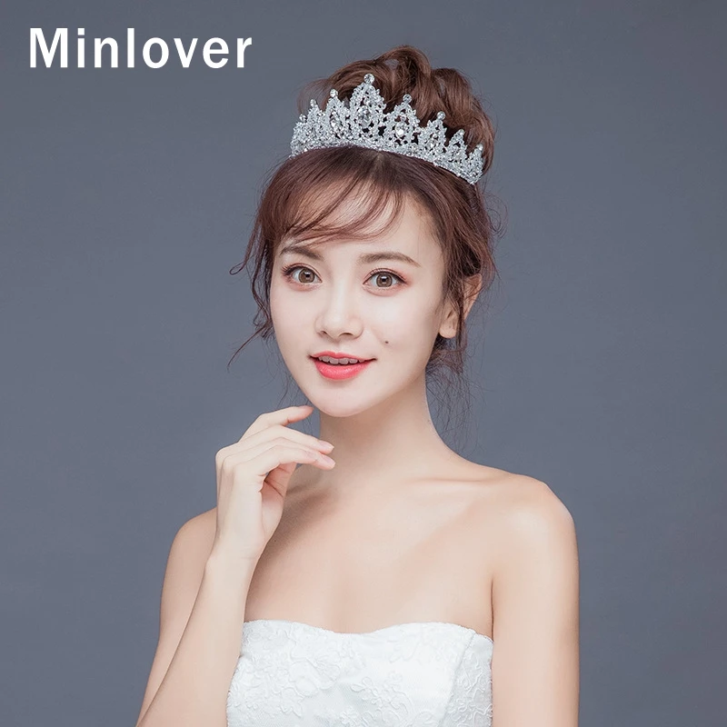 Minlover Роскошная Свадебная Корона Тиара в стиле барокко для женщин ручной работы