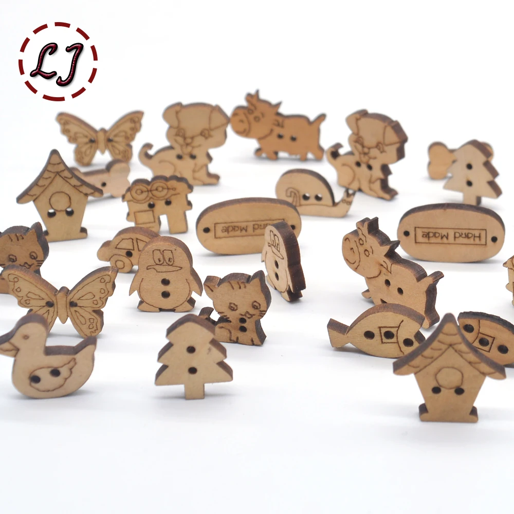 Пуговицы деревянные детские 50 шт./лот натуральный цвет|cartoon wooden button|wooden buttonsbuttons for
