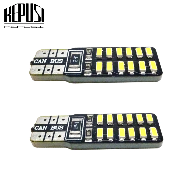 

2x t10 w5w LED canbus 194 501 car interior light 24SMD 3014 Chip white Instrument Lights bulb 5w5 no error 12V Auto lamp white