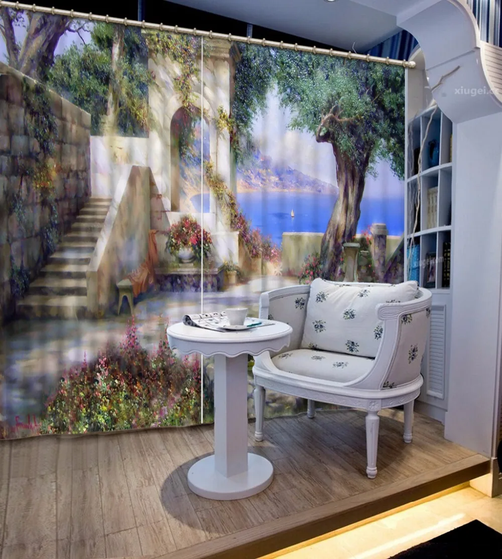 3D занавески европейские архитектурные Ландшафтные для гостиной спальни|curtains