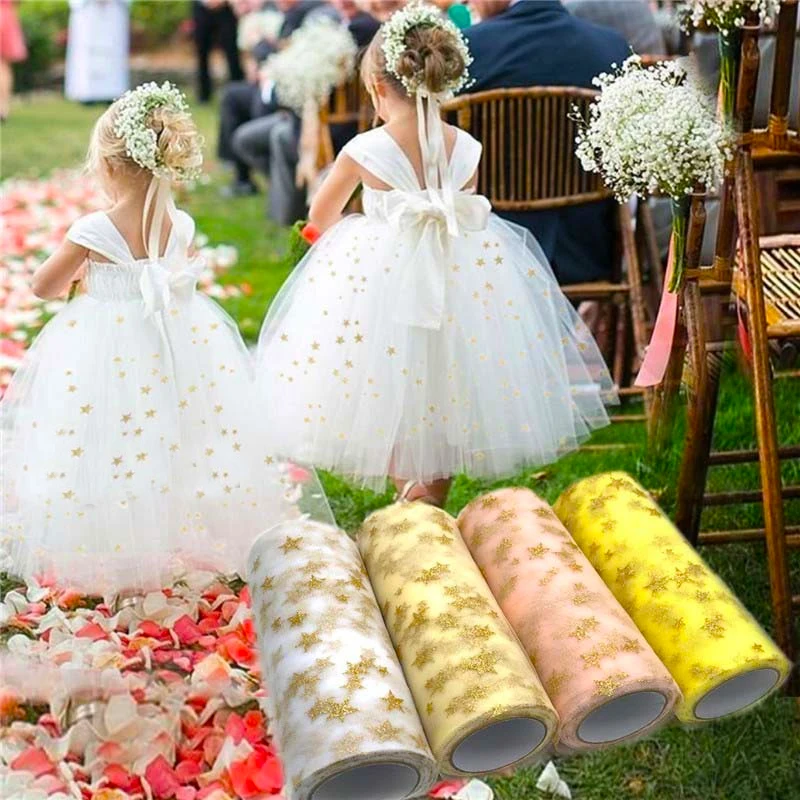 Star Tulle Roll Tutu In Girls Skirts Or Table Background Decoration DIY Flower Gift Wrap Ribbon For Baby Shower Wedding 15CM*10Y | Дом и сад