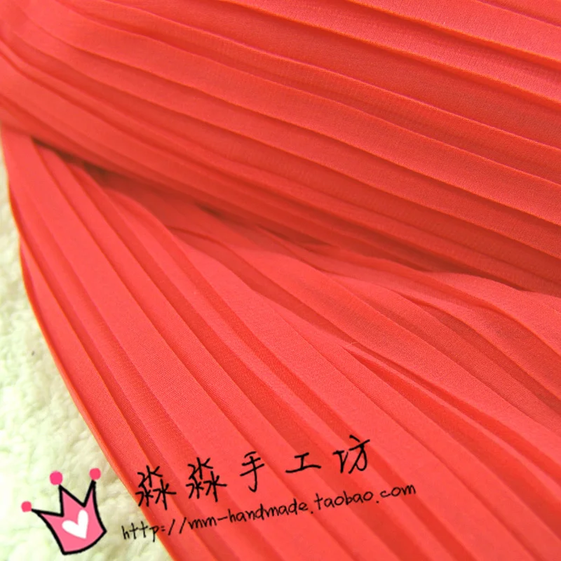 1psc Garment fabric watermelon red organ Pleated Chiffon shirt fabric skirt pants crumpled shirt wholesale(pleated 0.5m)