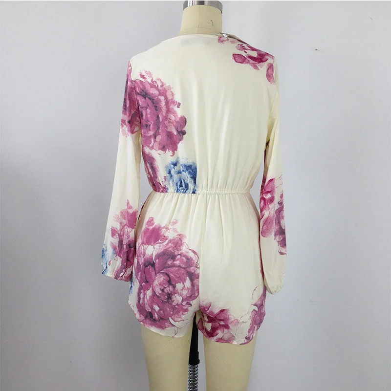 2016 Новых Элегантных Женщин Sexy Цветочные Печатных Вырезать Шеи Puff Длинным Рукавом