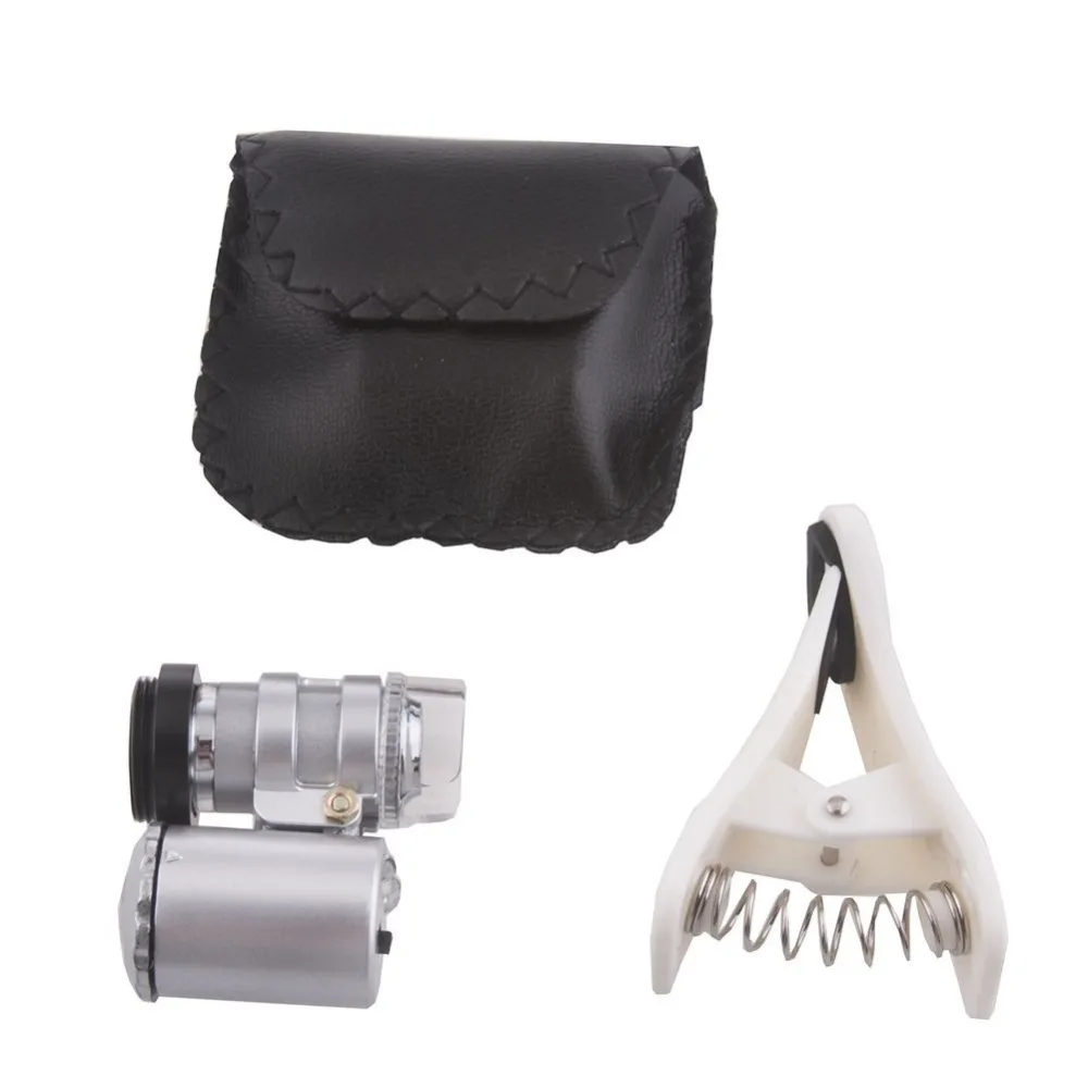 Универсальный Карманный микроскоп 60X со светодиодными/УФ-лампами для