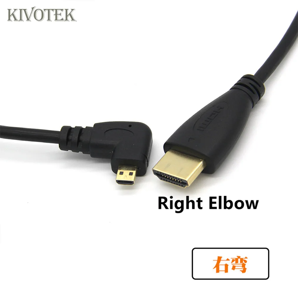 KIVOTEK ультра гибкий 90 Угол левый/правый локоть микро HDMI мужчина к hdmi Мужской кабель