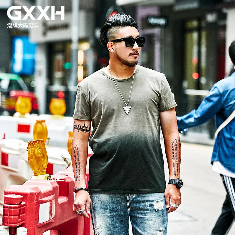 GXXH большой размер тренд бренд Мужская футболка Dip Dye Градиент летняя плюс 7XL для