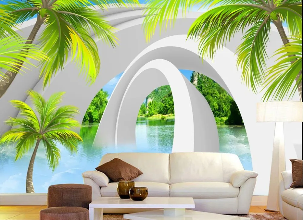 Пользовательские фото обои кокосовое дерево море для гостиной фон стены papel